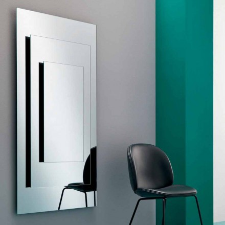 Specchiera a Muro a Tre Strati e Struttura Nera Design Italiano - Plaudio Viadurini