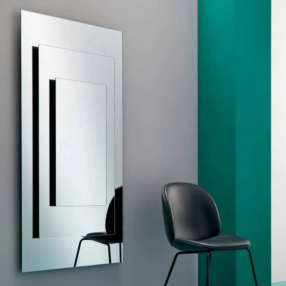 Specchiera a Muro a Tre Strati e Struttura Nera Design Italiano - Plaudio Viadurini