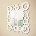 Specchiera a Muro Quadrata Bianca Design Moderno con Decori in Legno - Bubble