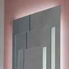 Specchiera a Parete da Terra con Luce Led e Struttura Bianca, 3 Strati - Plaudio Viadurini