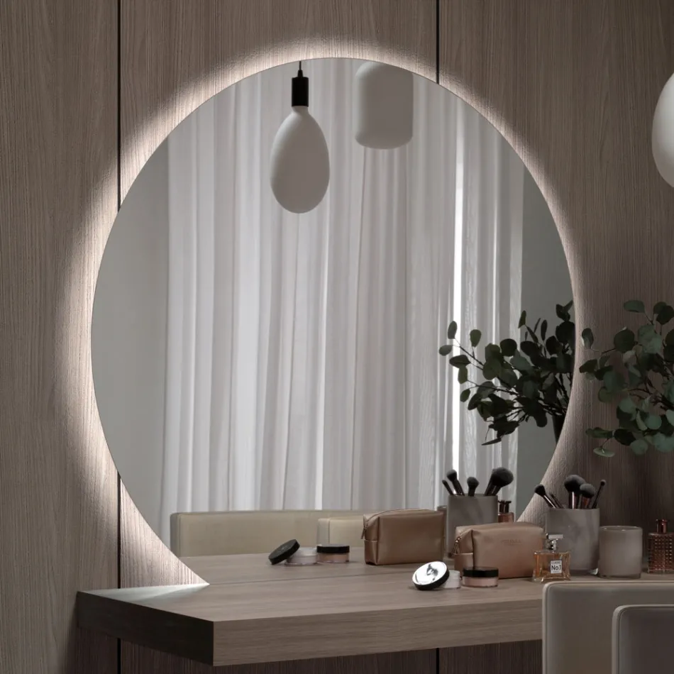 Specchiera con Retroilluminazione Led Solo sul Lato Circolare Made in Italy - Make Viadurini
