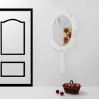 Specchiera da parete bianca con cornice decorata Neve made in Italia Viadurini