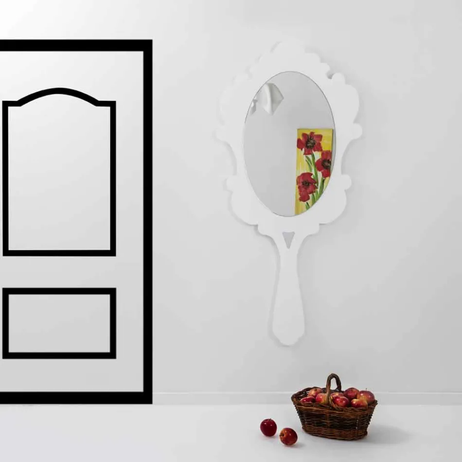 Specchiera da parete bianca con cornice decorata Neve made in Italia Viadurini