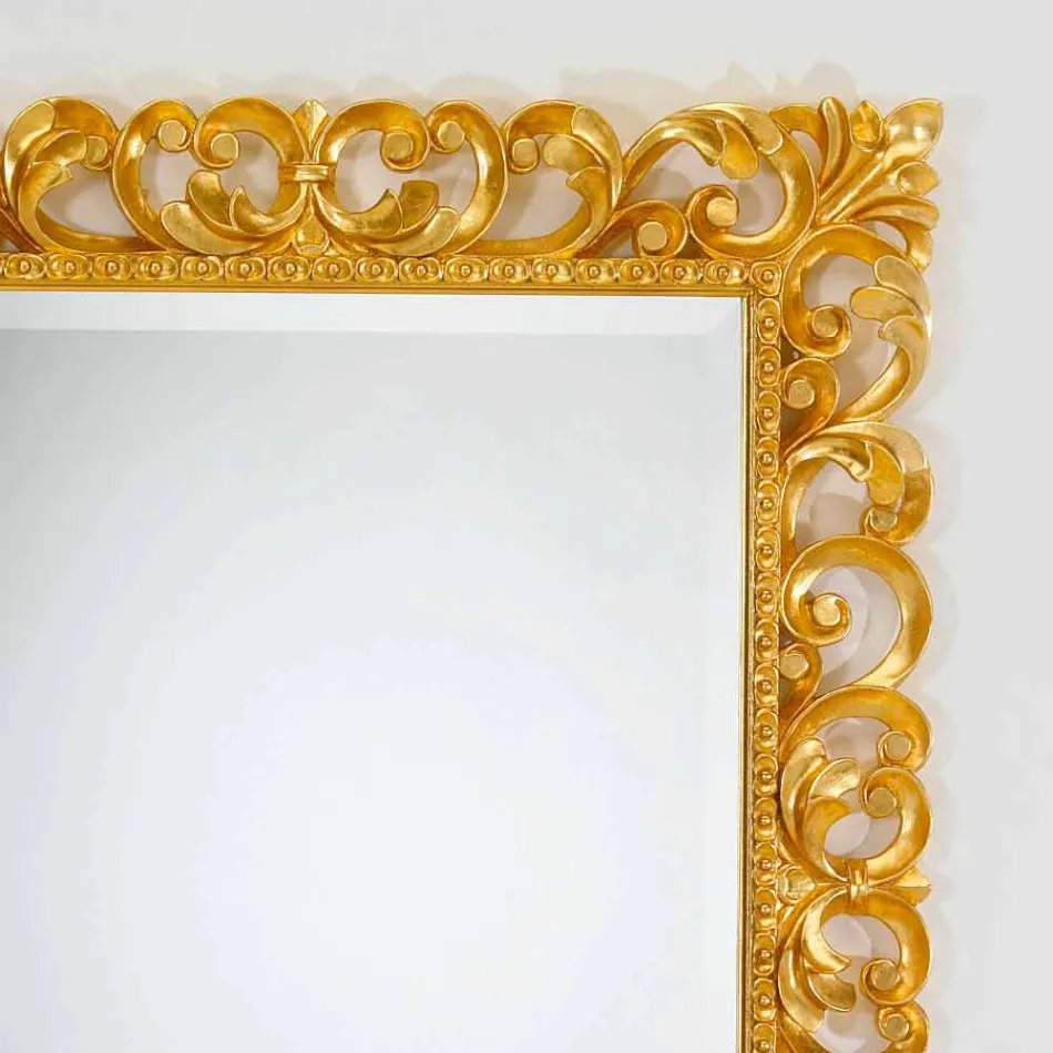 Specchiera da parete design classico con finitura foglia oro Paris Viadurini