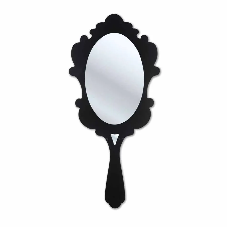 Specchiera da parete nera con cornice decorata Neve made in Italia Viadurini