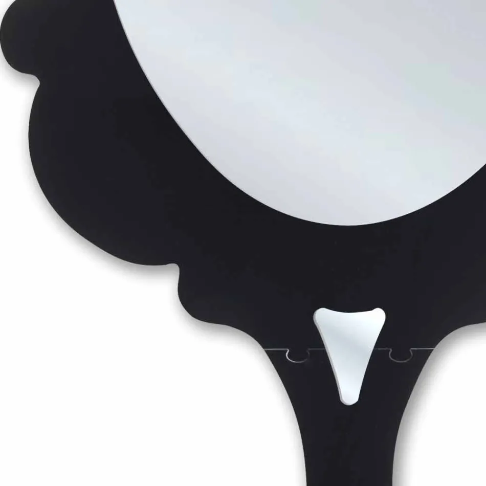 Specchiera da parete nera con cornice decorata Neve made in Italia Viadurini