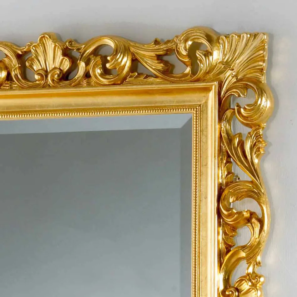 Specchiera da terra/ parete di design con finitura foglia oro Mata Viadurini