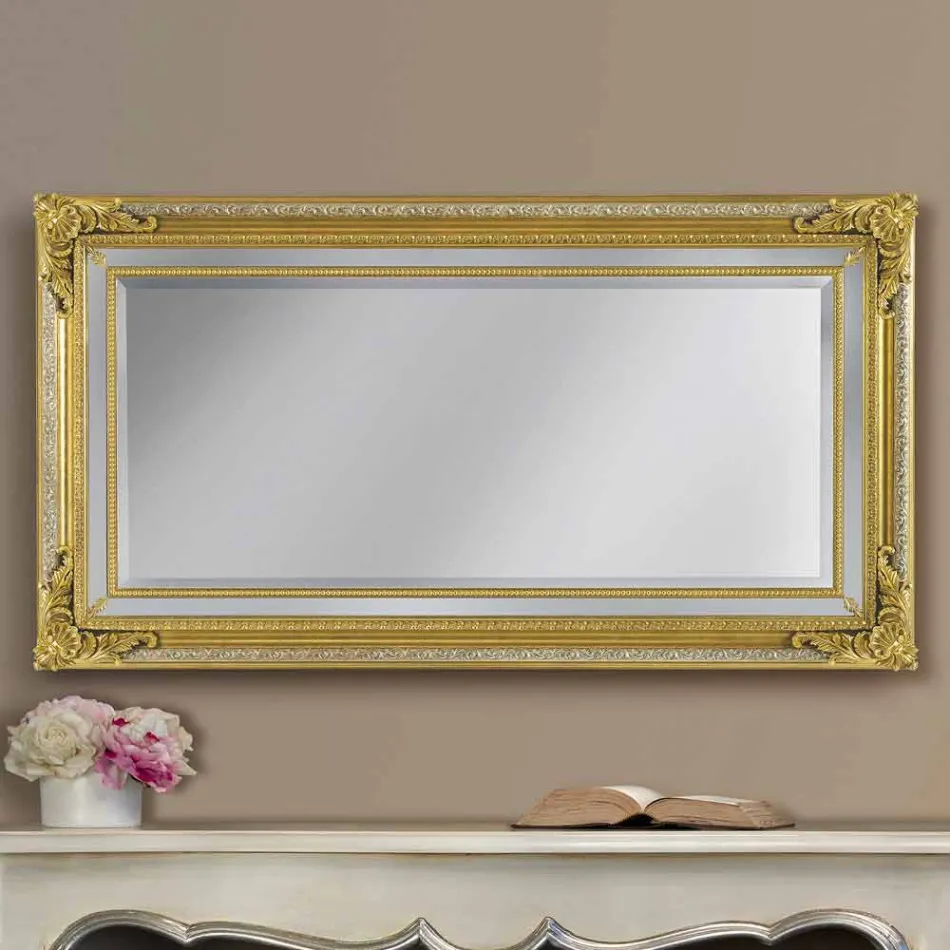Specchiera moderna legno abete da parete a mano fatta in Italia Carlo Viadurini