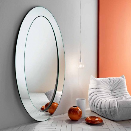 Specchiera Ovale da Terra Moderna con Cornice Inclinata Made in Italy – Salamina Viadurini