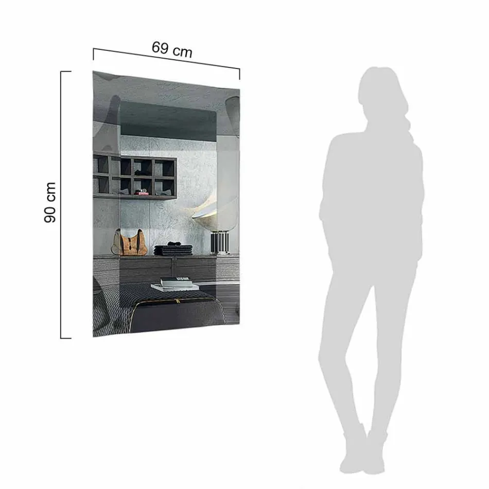 Specchiera Rettangolare di Design con Cornice in Vetro Made in Italy - Eclisse Viadurini