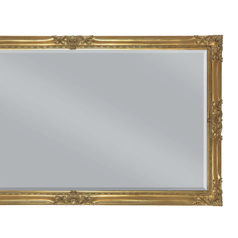 Specchiera Rettangolare in Foglia Oro con Specchio Molato Made in Italy - Pele Viadurini