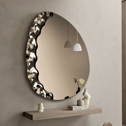 Specchiera Sagomata con Inserto in Vetro Mosso Made in Italy - Amata Viadurini