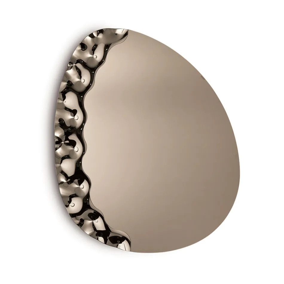 Specchiera Sagomata con Inserto in Vetro Mosso Made in Italy - Amata Viadurini