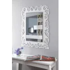 Specchio a Muro Plexiglass Bianco con Cornice Rettangolare Decorata - Alidifarf Viadurini