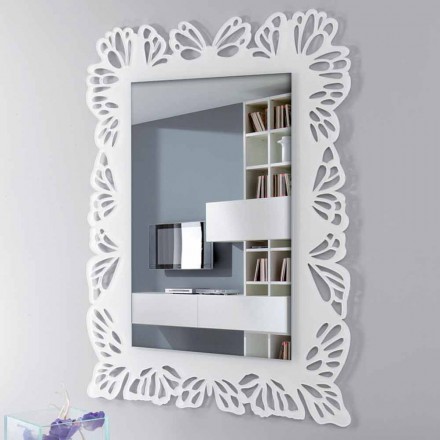 Specchio a Muro Plexiglass Bianco con Cornice Rettangolare Decorata - Alidifarf Viadurini