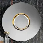 Specchio a Parete Design Tondo con Metallo Dorato con Centrotavola - Merale Viadurini