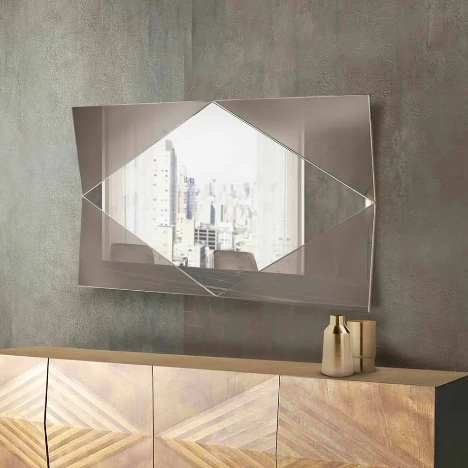 Specchio a Parete in Vetro Bronzato o Argentato Realizzato in Italia - Monterosa Viadurini