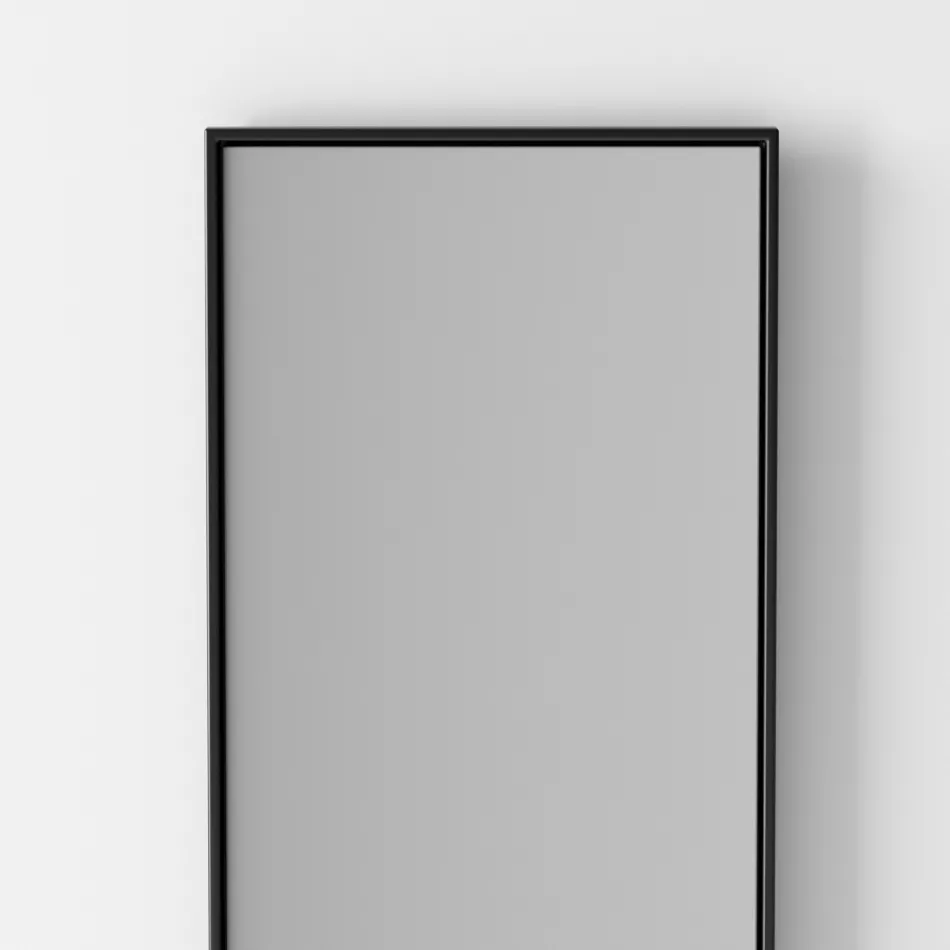 Specchio a Parete Rettangolare Retroilluminato con Cornice Nera Made in Italy - Riflessi Viadurini