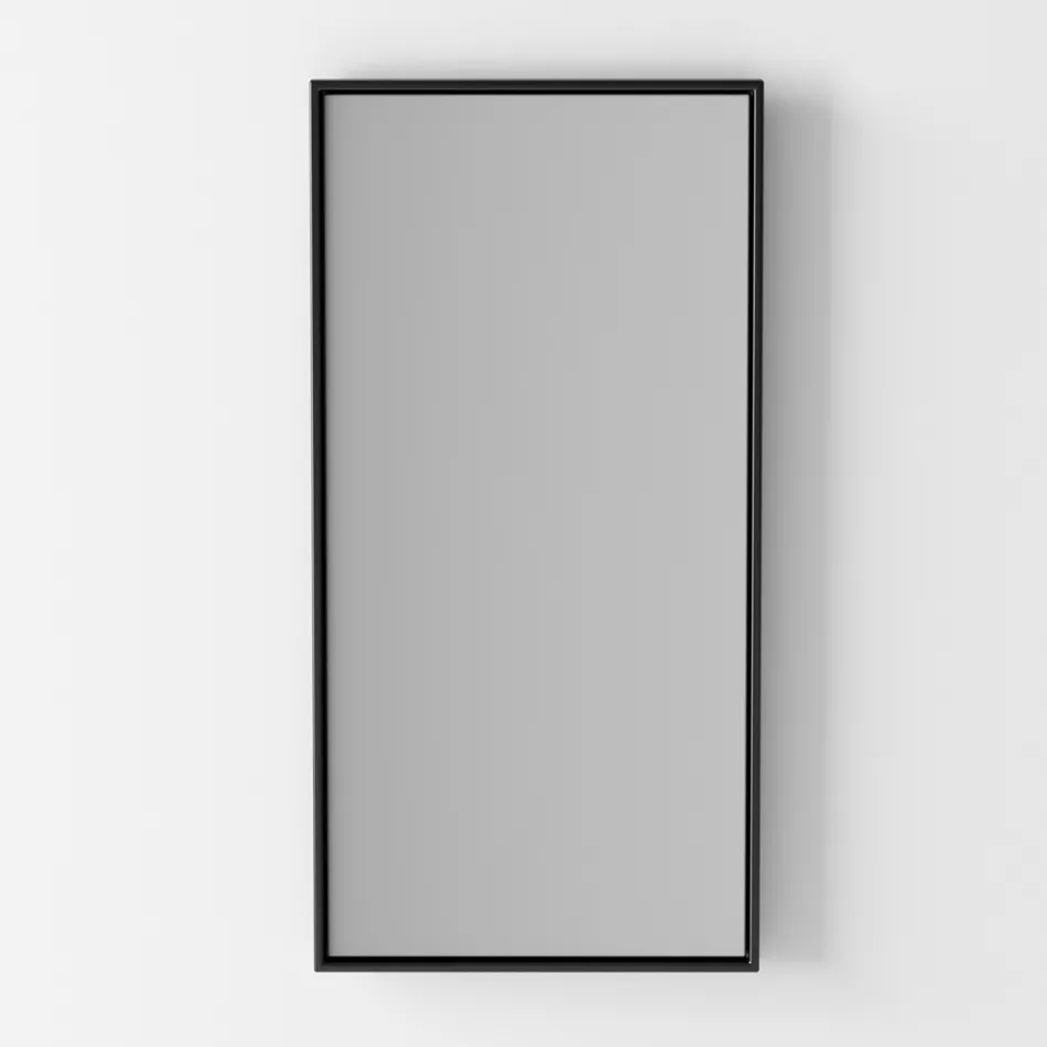Specchio a Parete Rettangolare Retroilluminato con Cornice Nera Made in Italy - Riflessi Viadurini
