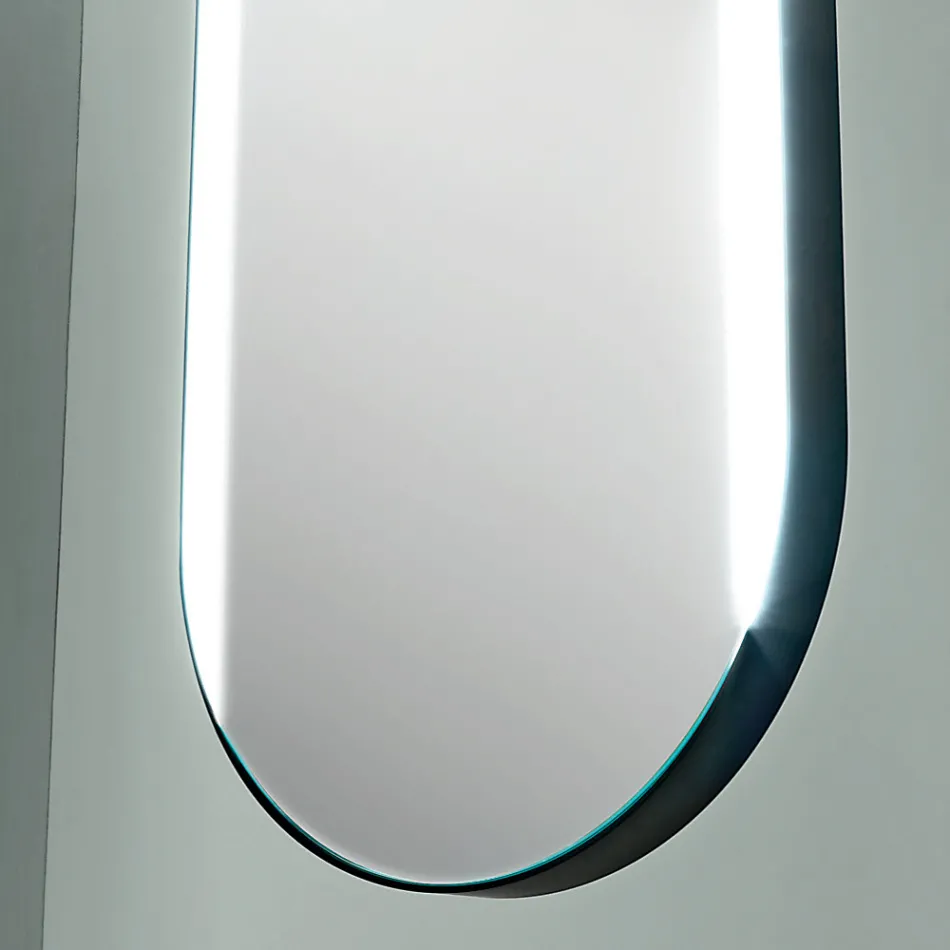 Specchio Appeso in Metallo con Luce Opzionale Made in Italy - Amadeus Viadurini