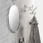 Specchio Bagno da Parete Tondo in Ottome Cromato con Retro Invecchiato - Giugno Viadurini