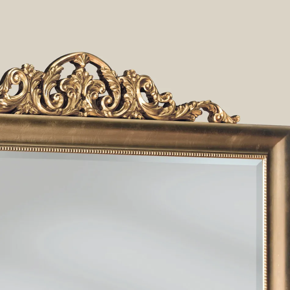 Specchio Classico in Legno Foglia Oro Rettangolare Made in Italy - Ibiscos Viadurini