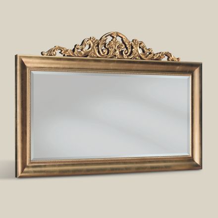 Specchio Classico in Legno Foglia Oro Rettangolare Made in Italy - Ibiscos Viadurini