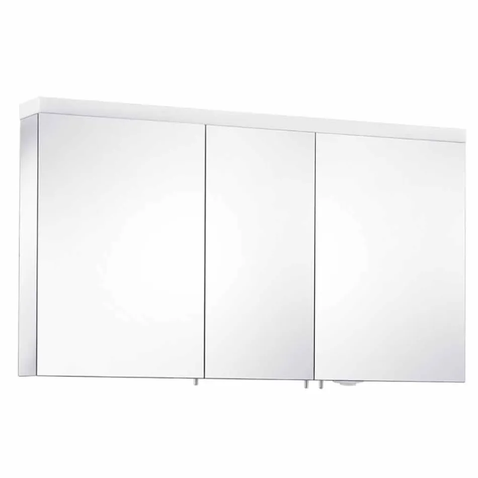 Specchio Contenitore a 3 Ante da Parete in Alluminio Verniciato Argento - Alfio Viadurini