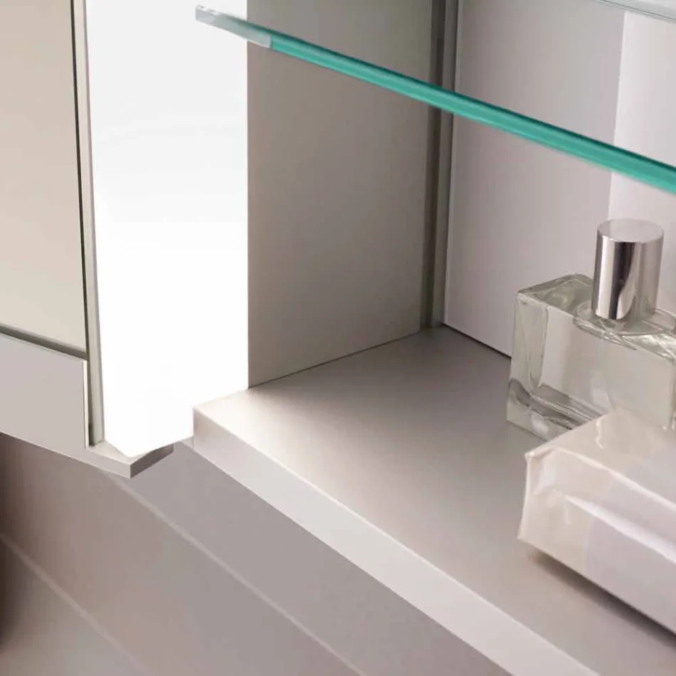 Specchio da Parete con 3 Ante Moderno in Alluminio Verniciato Argento - Demon Viadurini