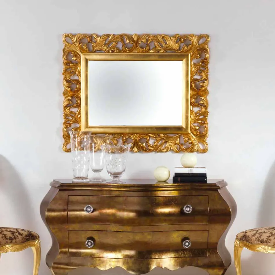 Specchio da parete di design finitura foglia oro Gudin, 108x87 cm Viadurini