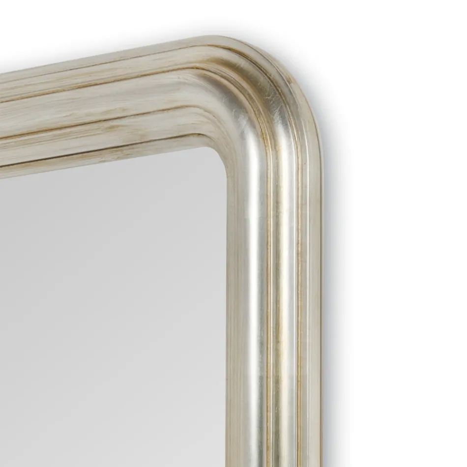 Specchio da Parete in Legno Finitura Foglia Argento Made in Italy - Navona Viadurini
