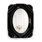 Specchio da Parete in Plexiglass Nero Drappeggiato Made in Italy - Maelia Viadurini