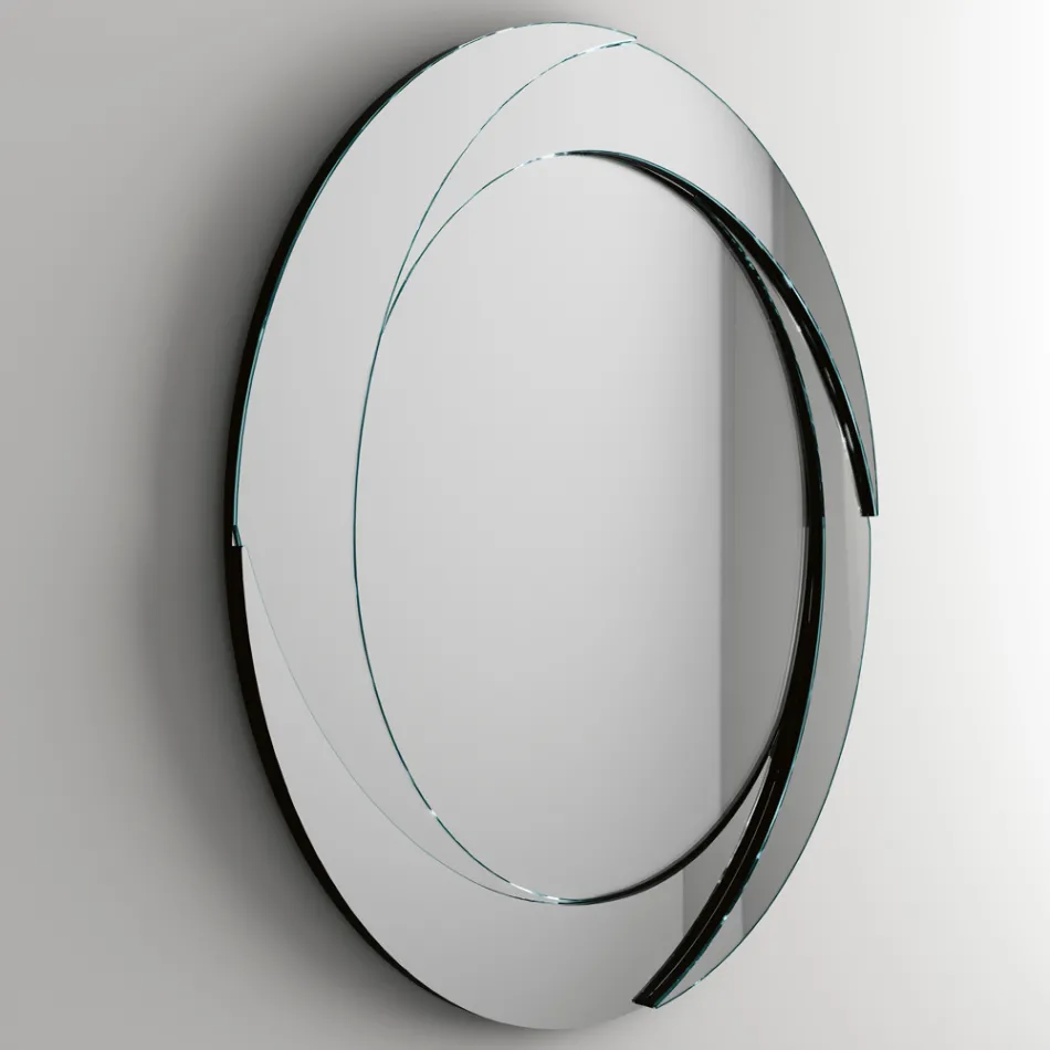 Specchio da Parete Rotondo con Struttura in Legno Made in Italy - Navona Viadurini