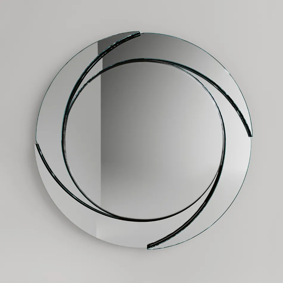 Specchio da Parete Rotondo con Struttura in Legno Made in Italy - Navona Viadurini