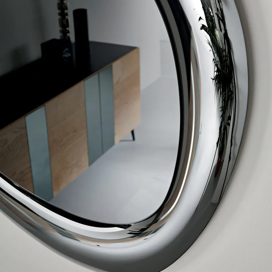 Specchio da Parete Sagomato con Cornice Curva Made in Italy - Babila Viadurini