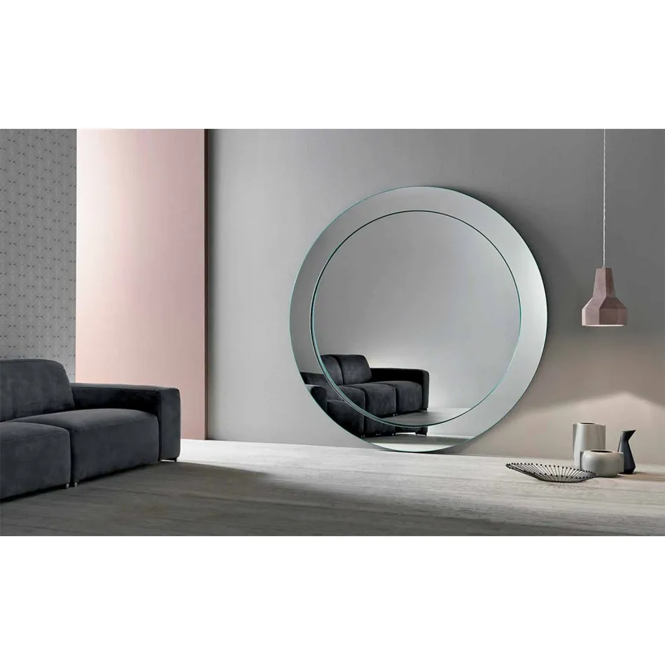 Specchio da Terra Rotondo Moderna con Cornice Inclinata Made in Italy – Salamina Viadurini