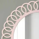 Specchio Grande da Parete di Design Decorativo e Moderno in Legno Rosa - Crown Viadurini