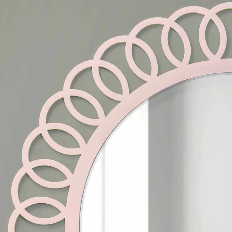 Specchio Grande da Parete di Design Decorativo e Moderno in Legno Rosa - Crown Viadurini