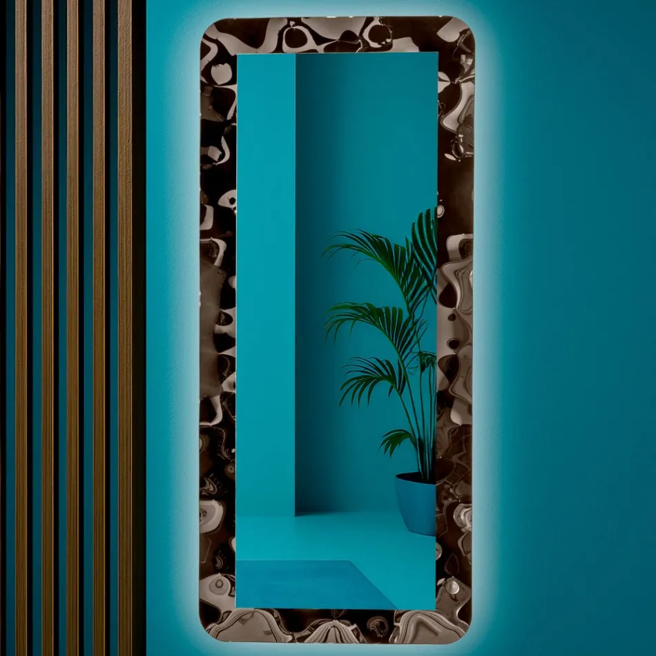 Specchio in Cristallo Curvato Effetto "Liquido" e Retroilluminato - Excelsior Viadurini