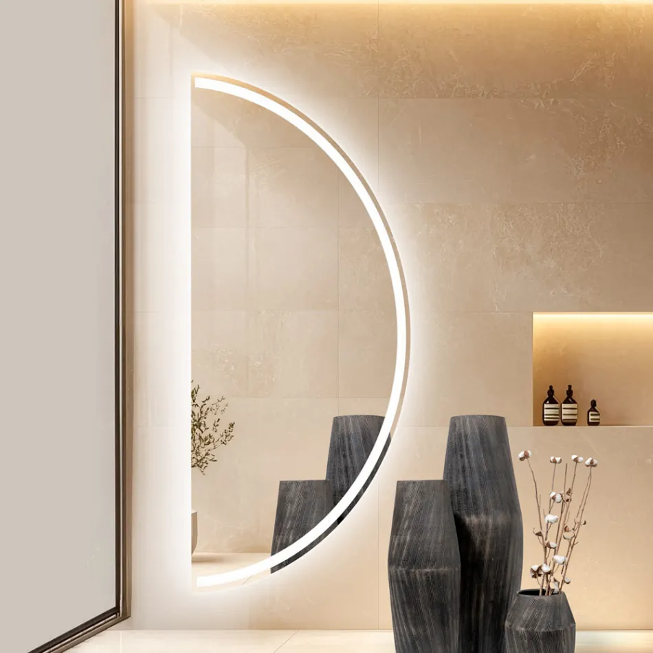 Specchio Retroilluminato con Stripe Led a Luce Continua - Excelsior Viadurini