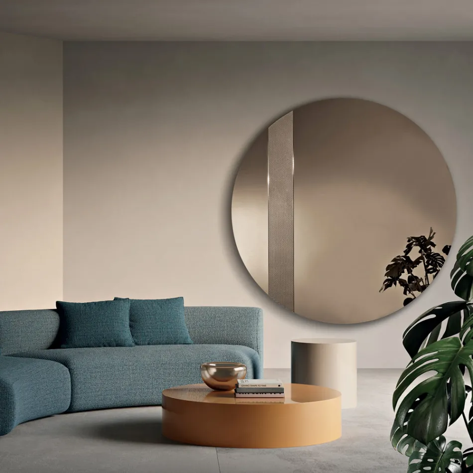 Specchio Rotondo con Inserto a Rete Made in Italy - Brigitta Viadurini