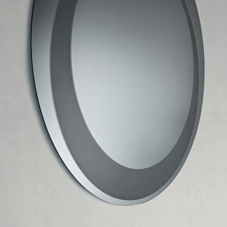 Specchio Rotondo da Parete con Decorazione Sabbiata Made in Italy - Annamaria Viadurini
