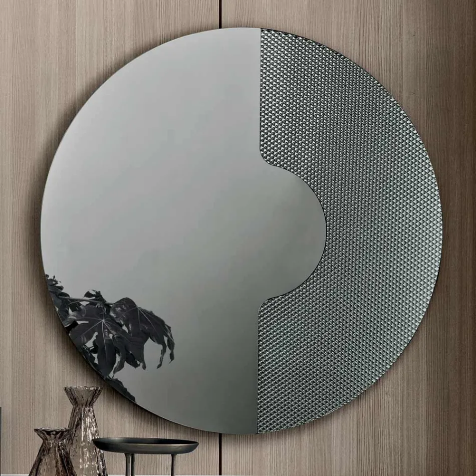 Specchio Rotondo da Parete con Inserto a Rete Made in Italy - Annabella Viadurini