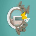 Specchio Rotondo di Design Moderno in Legno Colorato con Farfalle - Battito