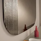 Specchio Sagomato con Inserto Rigato Made in Italy - Alessia Viadurini