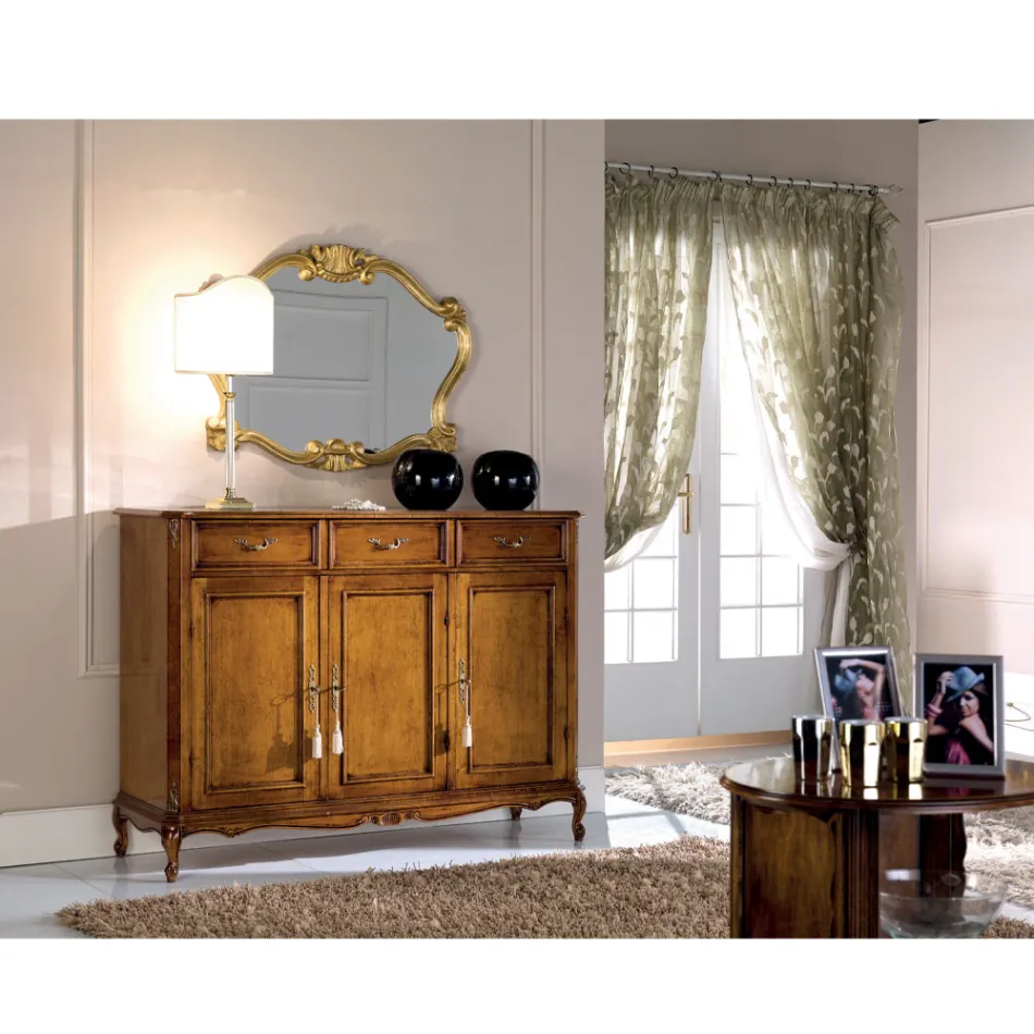 Specchio Stile Classico con Cornice Foglia Oro Made in Italy - Prezioso Viadurini