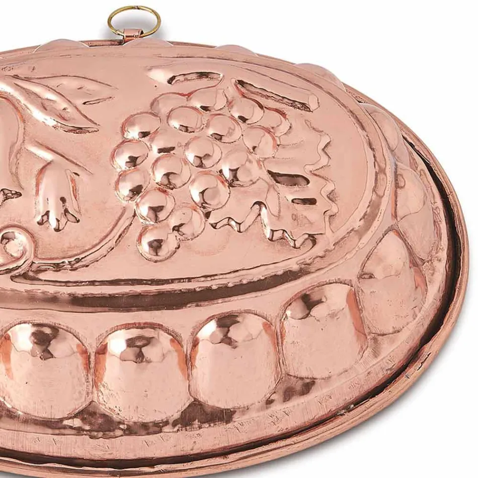 Stampi per Dolci Tortiera Ovale in Rame Stagnato a Mano con Decoro - Gianfilippo Viadurini