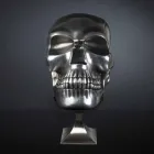 Statua a Forma di Teschio in Ceramica Argentata Realizzata in Italia - Skull Viadurini