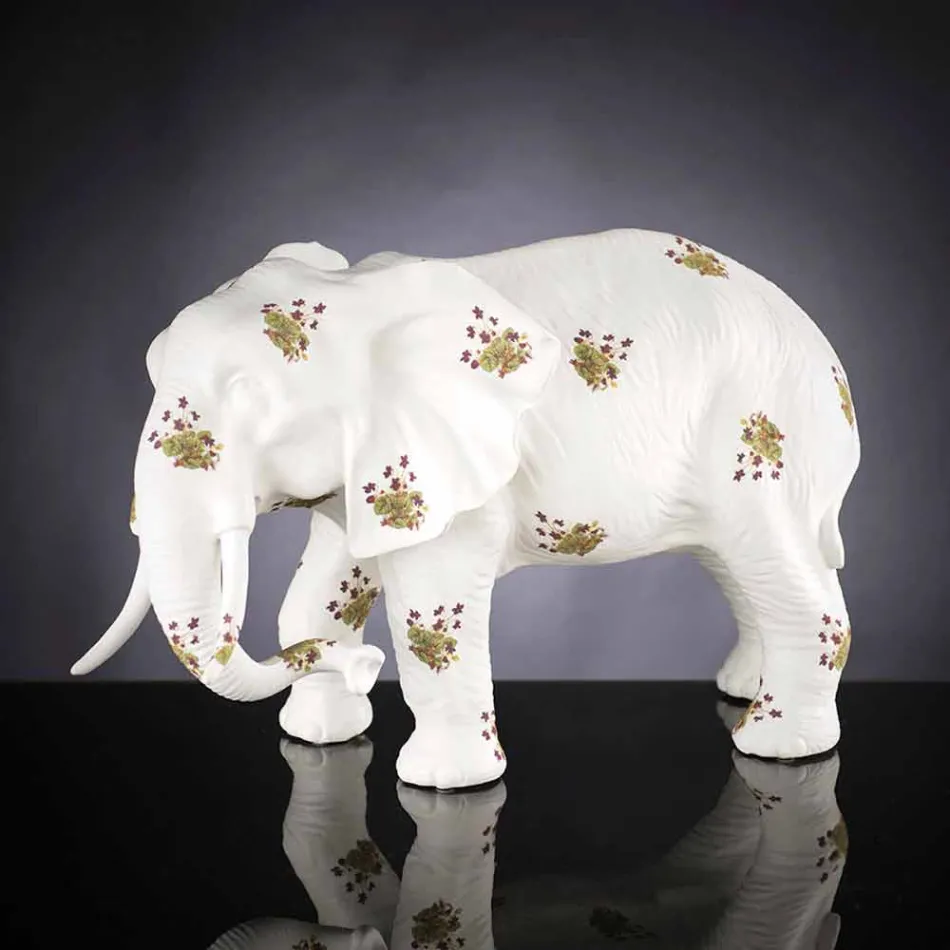Statuina a Forma di Elefante in Ceramica Lavorata a Mano Made in Italy - Fante Viadurini