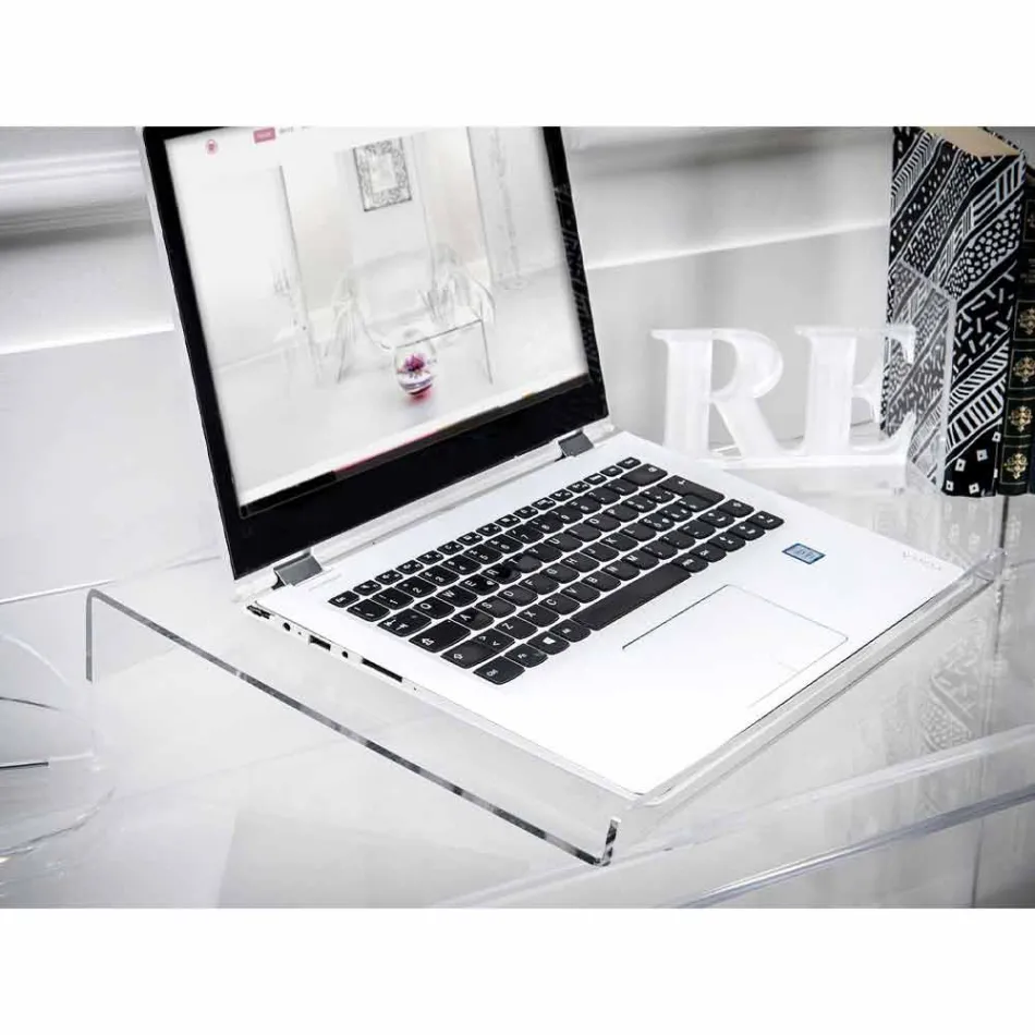 Supporto per Laptop in Plexiglass Trasparente o Fumè Design 2 Pezzi - Nerdino Viadurini
